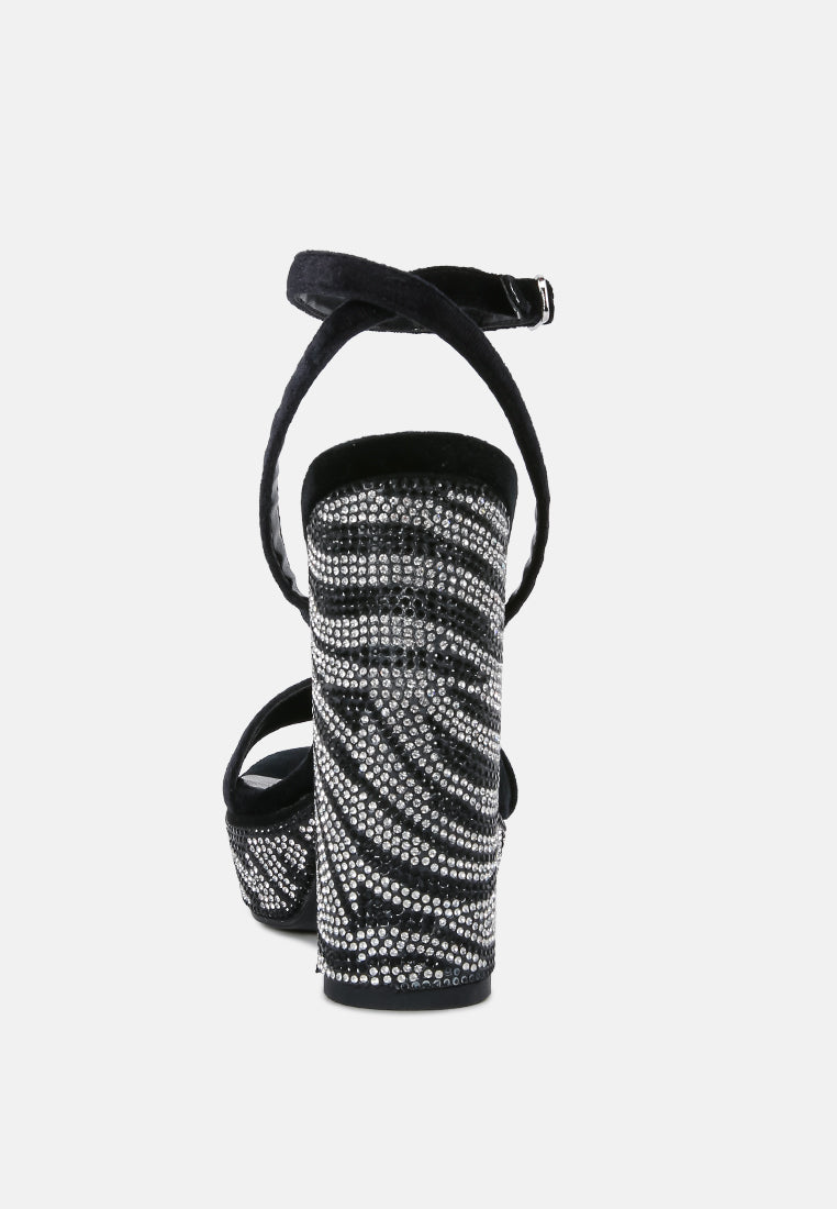Zircon Rhinestone Patterned High Heel Sandals - Tigbul's Variety Fashion Shop