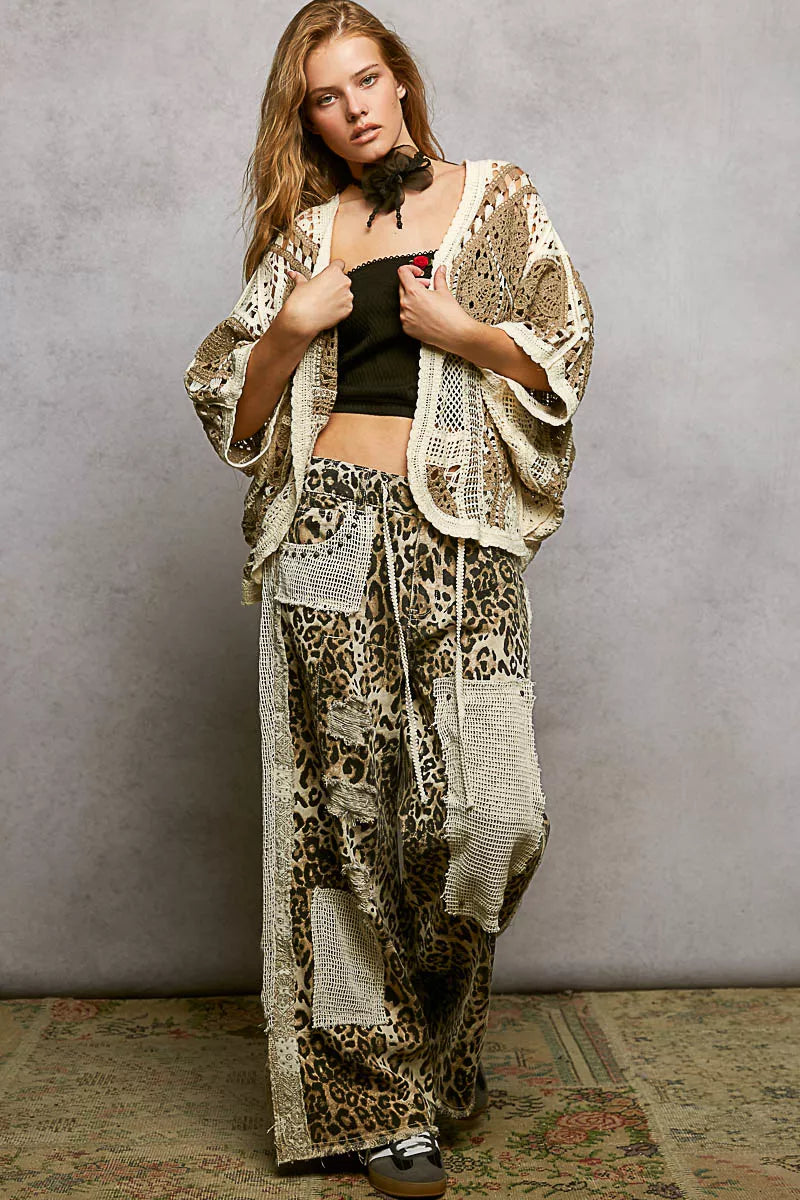 POL Open Front Crochet Cardigan with Scalloped Edge - Tigbul's Variety Fashion Shop