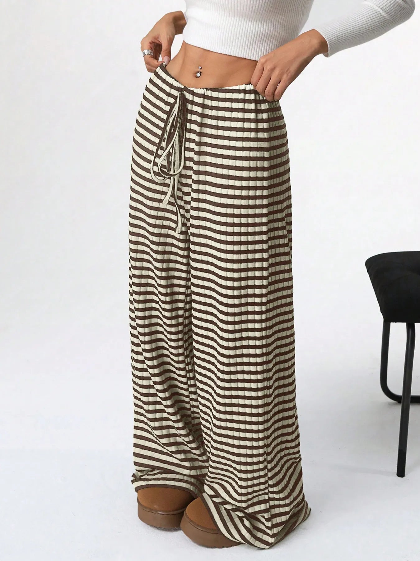 Striped Wide Leg Drawstring Pants - Tigbul's Variety Fashion Shop