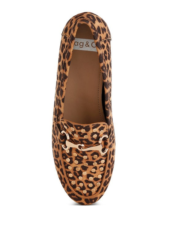 Meopa Horsebit Studs Leopard Print Loafers - Tigbul's Variety Fashion Shop