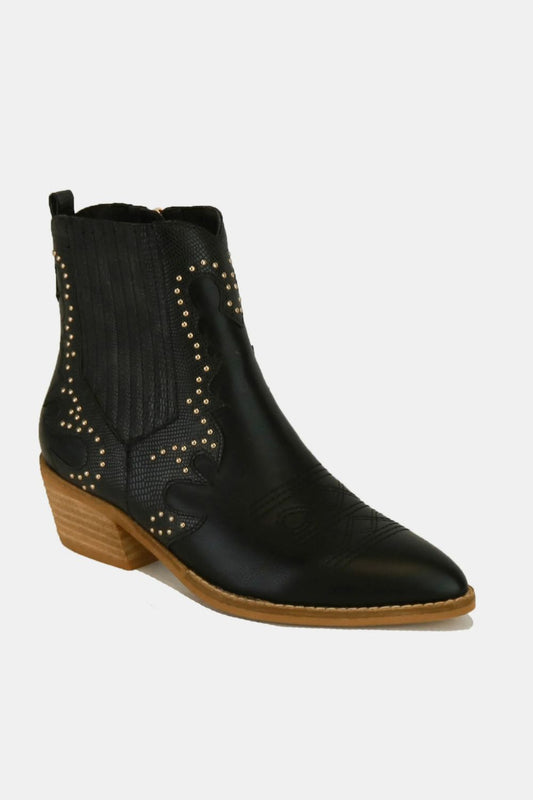 Black Studded Detail Point Toe Boots - Tigbul's Variety Fashion Shop