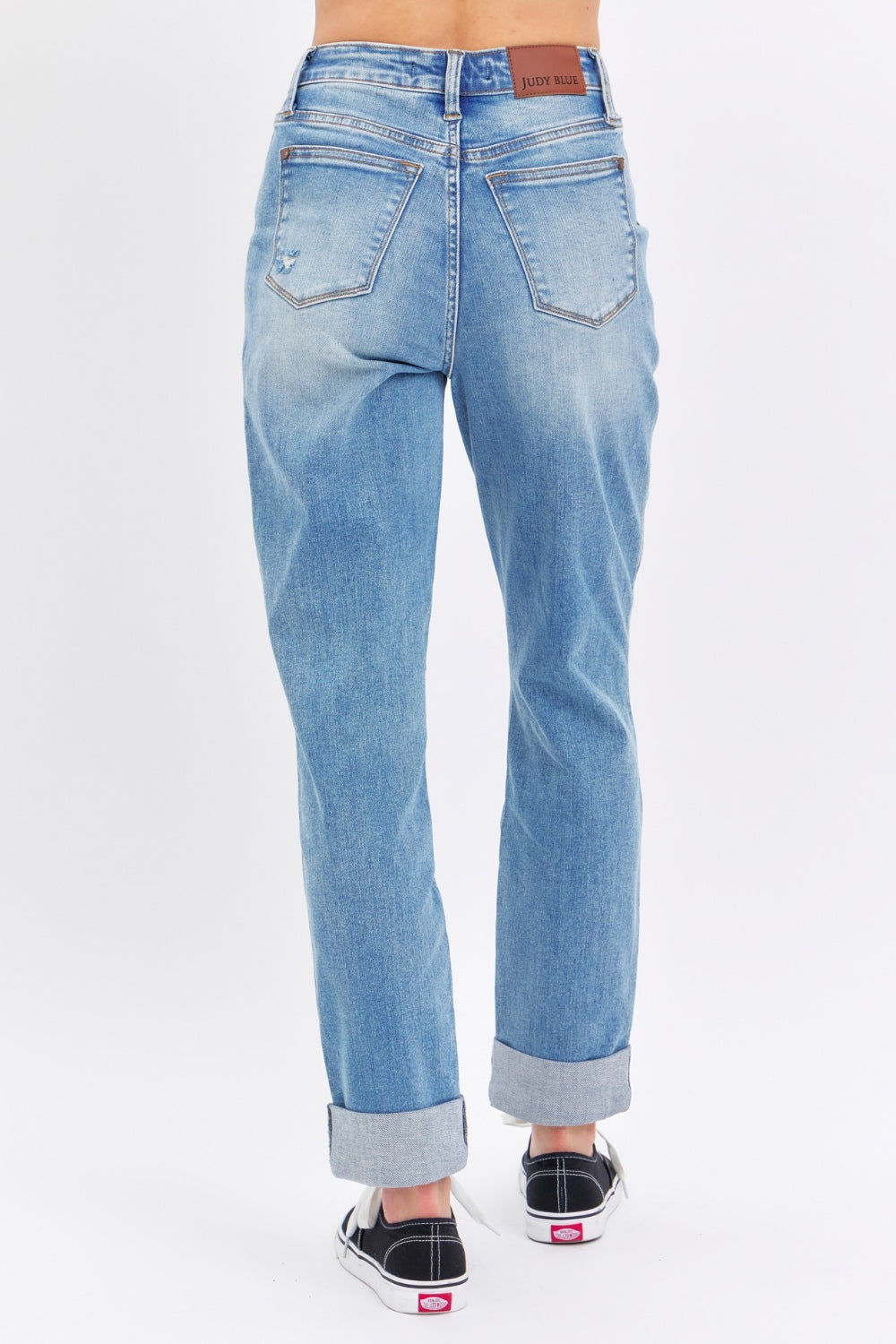 Judy Blue Full Size Distressed Straight Jeans with Patch Pockets - Tigbul's Variety Fashion Shop