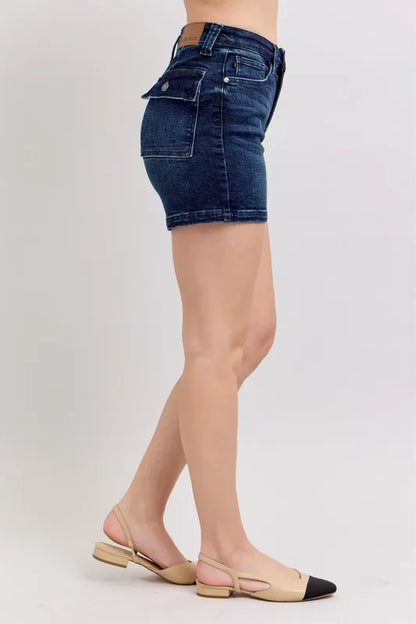 Judy Blue High Waist Back Flap Pocket Denim Shorts - Tigbul's Variety Fashion Shop