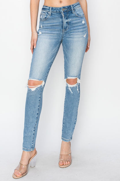 Risen Full Size High Rise Knee Distressed Skinny Jeans - Tigbul's Variety Fashion Shop