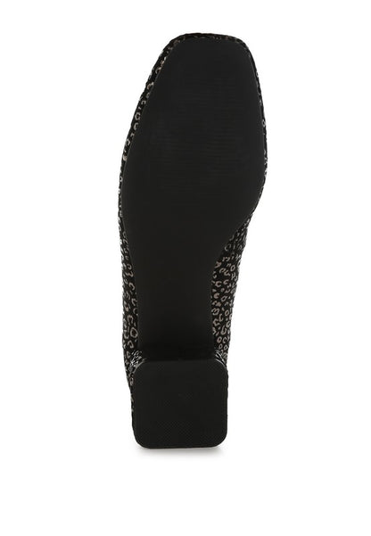 Ningen Leopard Print Block Heel Ballerinas - Tigbul's Variety Fashion Shop
