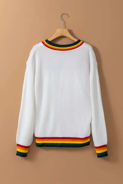 MERRY & BRIGHT Ribbed Round Neck Sweater - Tigbul's Variety Fashion Shop