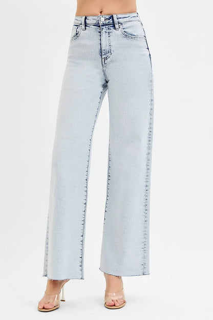 RISEN Full Size High Rise Wide Leg Jeans Plus Size - Tigbul's Variety Fashion Shop