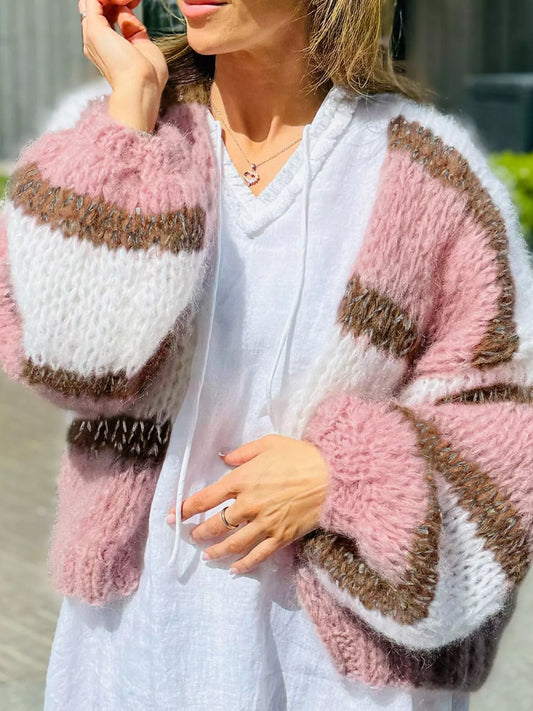 Color Block Open Front Cardigan - Tigbul's Variety Fashion Shop
