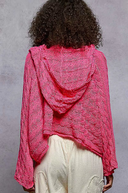 POL Cropped Hooded Knit Top with Full Sleeves - Tigbul's Variety Fashion Shop