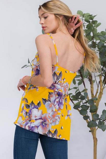 Celeste Full Size Floral V-Neck Cami - Tigbuls Variety Fashion