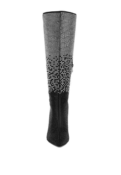 Orymple Shiny Rhinestone Studded Calf Boots - Tigbul's Variety Fashion Shop