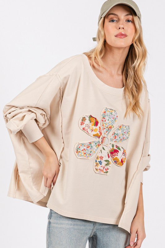 SAGE + FIG Flower Patch Dropped Shoulder Oversize Top - Tigbul's Variety Fashion Shop