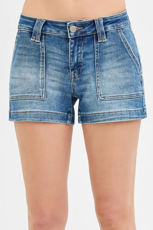 RISEN Low Rise Patched Pocket Shorts - Tigbul's Variety Fashion Shop