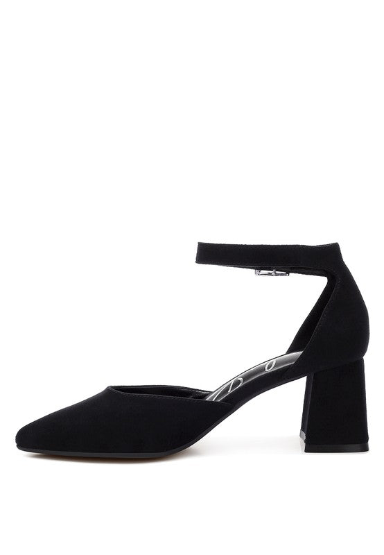Rozita Microfiber Block Heel Sandals - Tigbul's Variety Fashion Shop
