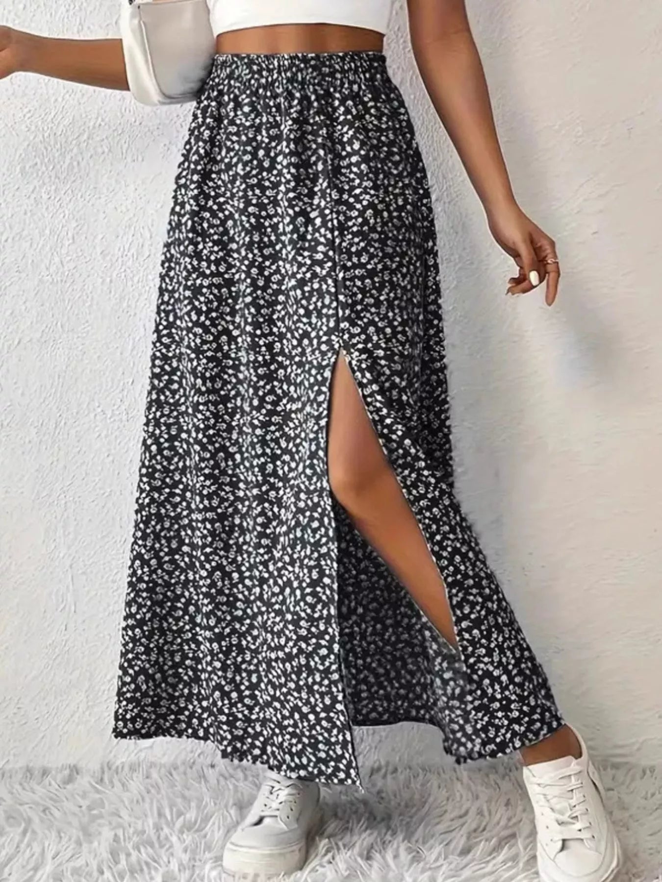 Slit Printed Skirt - Tigbul's Variety Fashion Shop