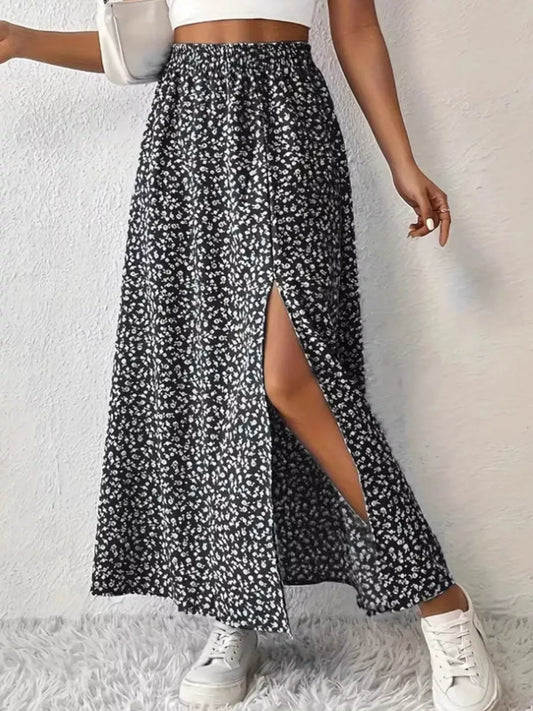 Slit Printed Skirt - Tigbul's Variety Fashion Shop