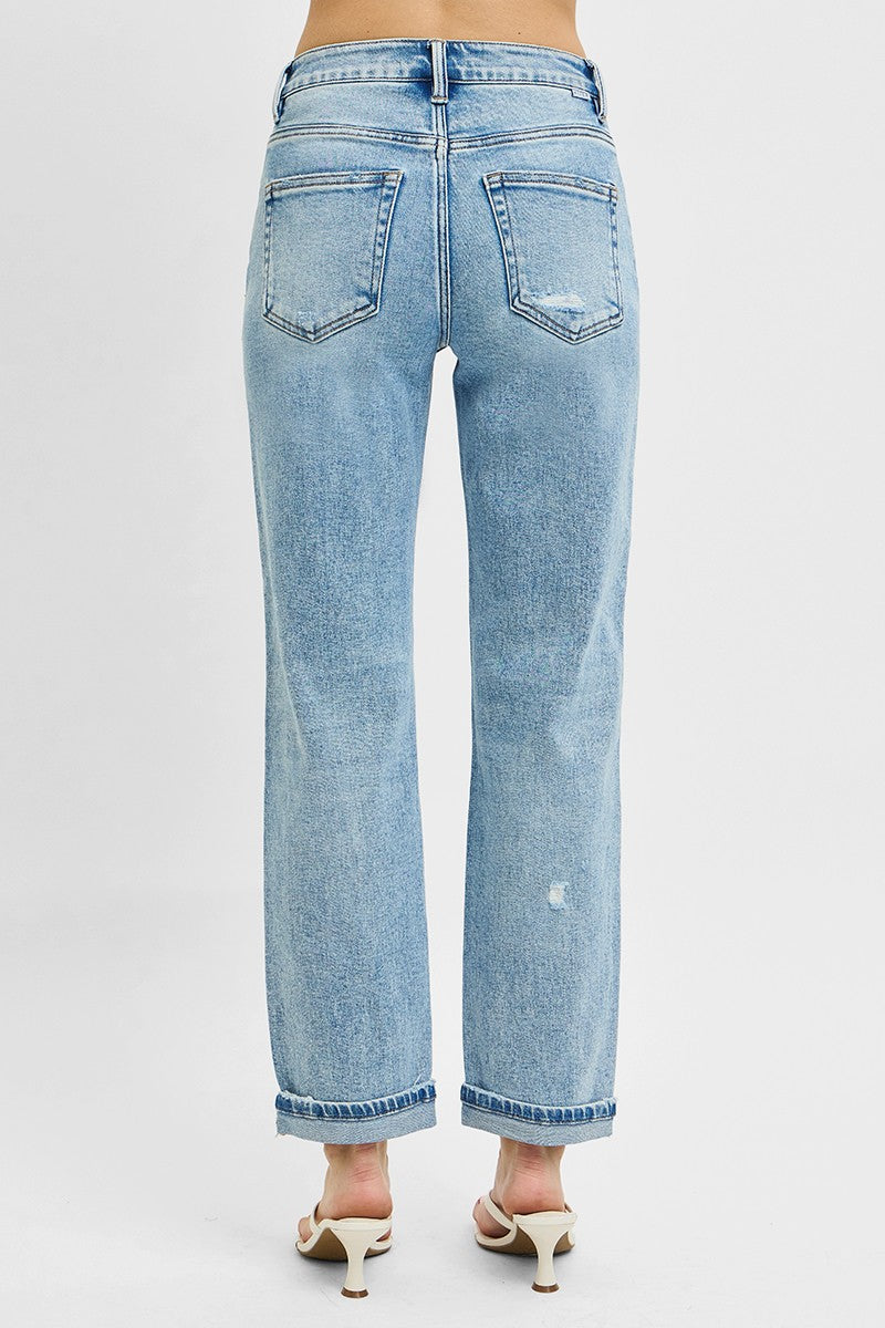 RISEN Full Size High Rise Ankle Boyfriend Distressed Jeans Plus Size - Tigbul's Variety Fashion Shop