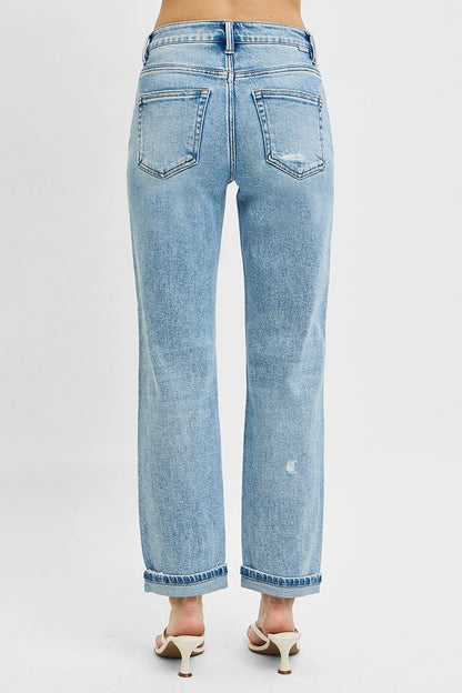 RISEN Full Size High Rise Ankle Boyfriend Distressed Jeans Plus Size - Tigbul's Variety Fashion Shop