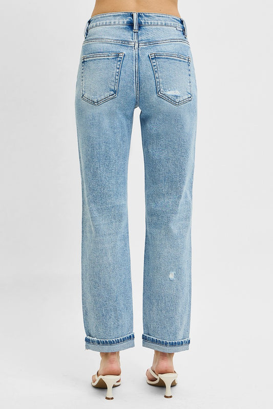 RISEN Full Size High Rise Ankle Boyfriend Distressed Jeans Plus Size - Tigbul's Variety Fashion Shop