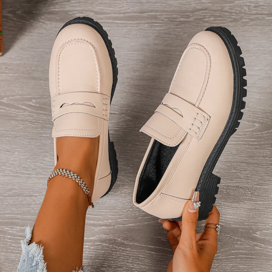 Round Toe Block Heels Loafers - Tigbul's Variety Fashion Shop