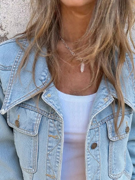 Button Up Wash Denim Jacket - Tigbul's Variety Fashion Shop