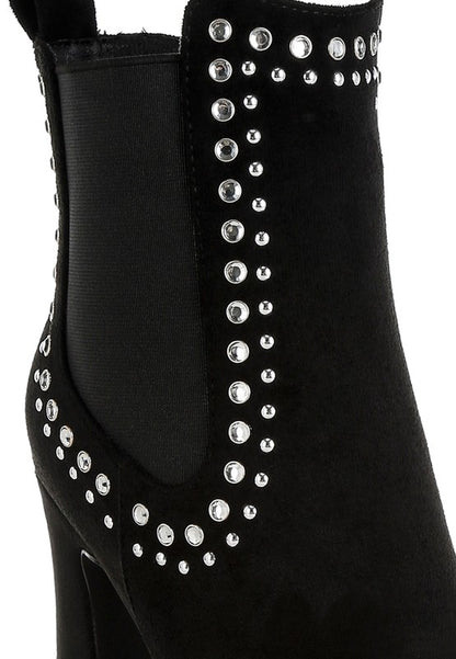 Dalton Studs Embellished High Ankle Boots - Tigbul's Variety Fashion Shop