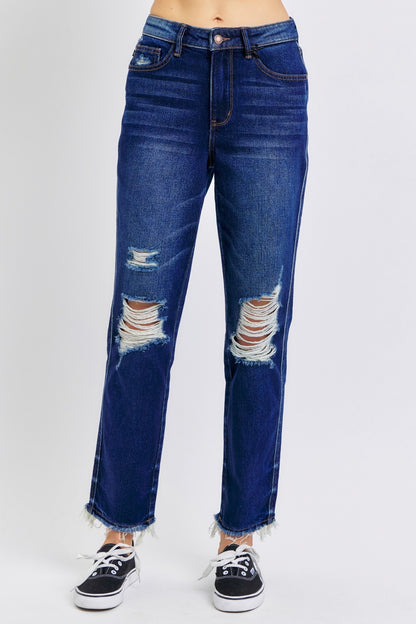 Judy Blue Full Size High Waist Rigid Magic Heavy Destroy Straight Jeans - Tigbul's Variety Fashion Shop