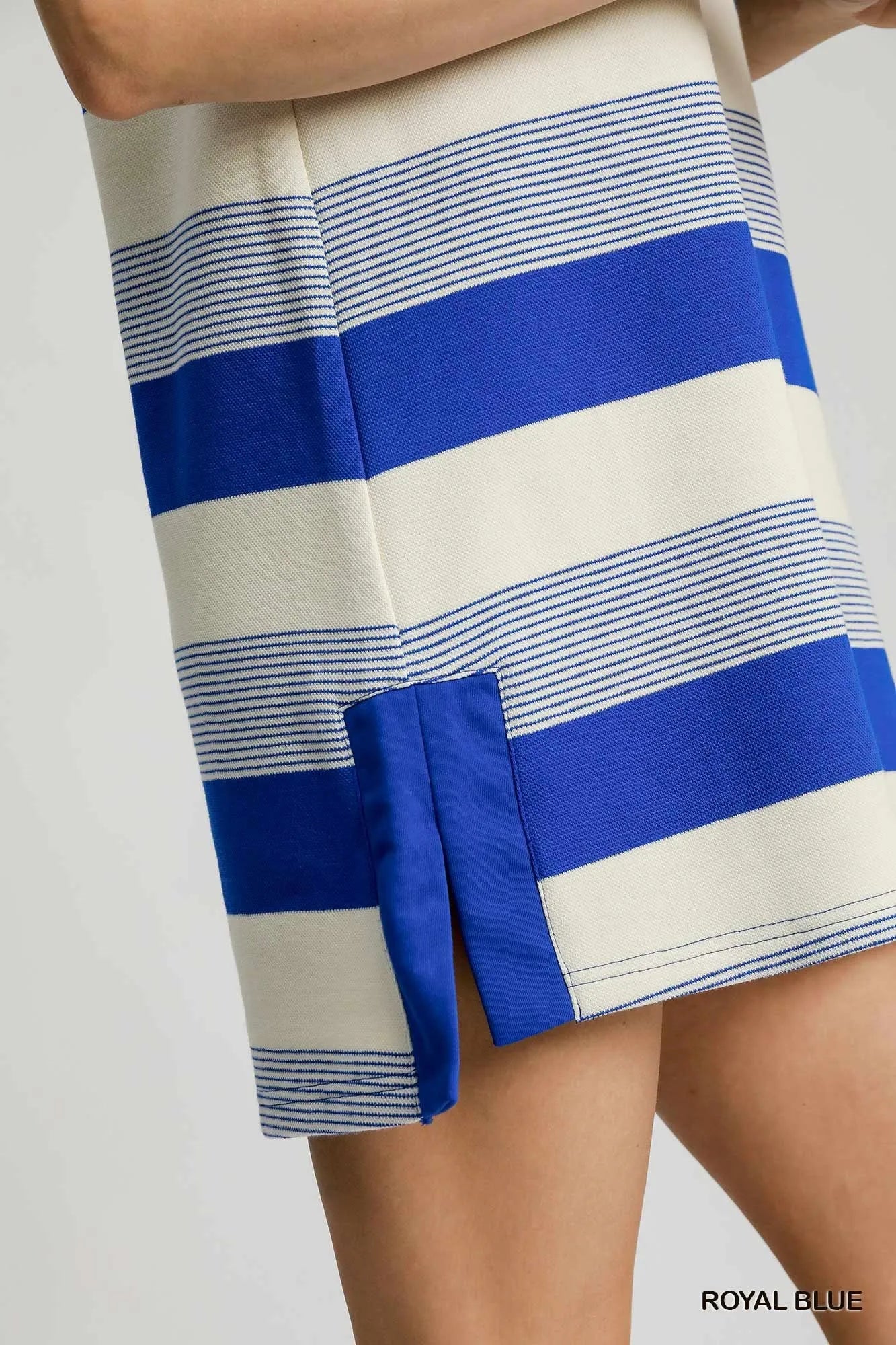 Umgee French Terry Side Slit Striped Mini Dress - Tigbul's Variety Fashion Shop