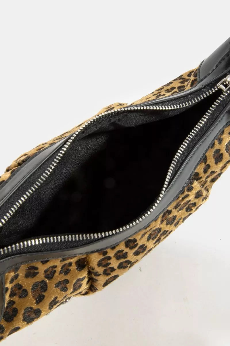 Leopard Print Half Moon Shoulder Bag | Tigbuls Variety Fashion