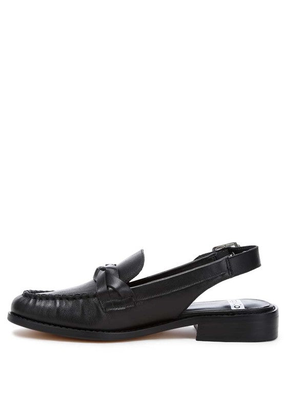 Jemykin Black Genuine Leather Loafer Sandals - Tigbul's Variety Fashion Shop