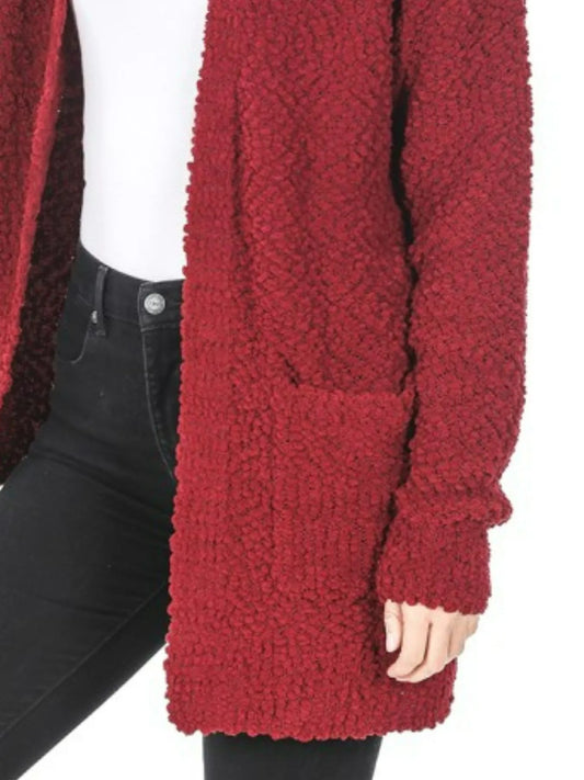 Zenana Long Sleeve Popcorn Sweater Cardigan with Pockets - Tigbul's Variety Fashion Shop