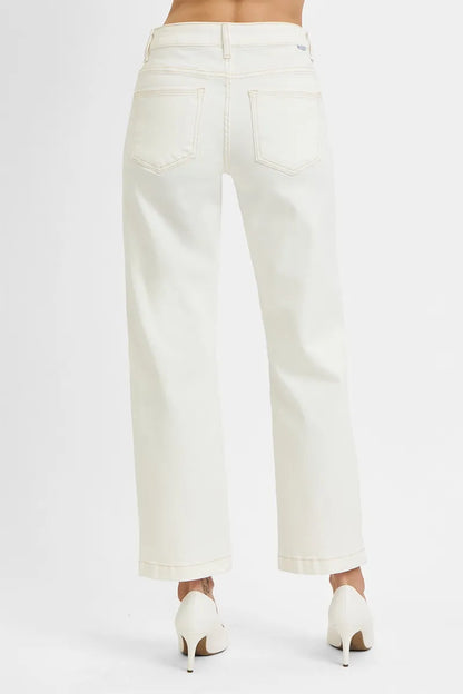 RISEN Full Size Tummy Control Mid Rise Ankle Straight Jeans Plus Size - Tigbul's Variety Fashion Shop