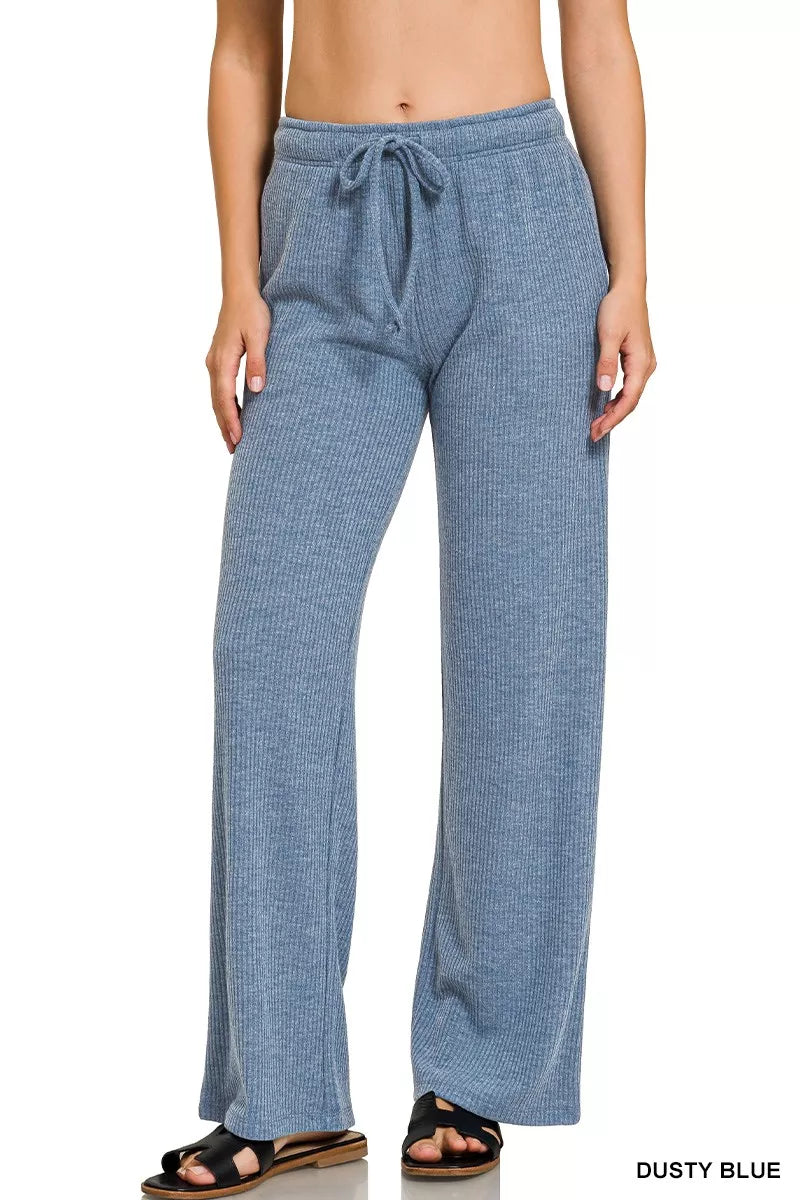 Zenana Ribbed Drawstring Lounge Pants - Tigbul's Variety Fashion Shop