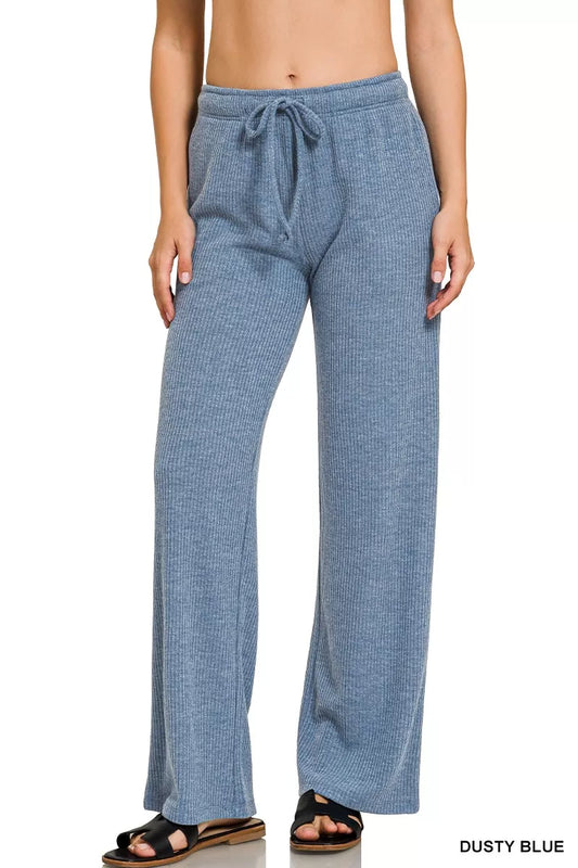 Zenana Ribbed Drawstring Lounge Pants - Tigbul's Variety Fashion Shop