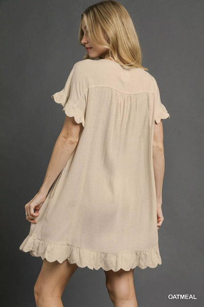 Umgee Linen Ruffle Hem Babydoll Dress - Tigbul's Variety Fashion Shop