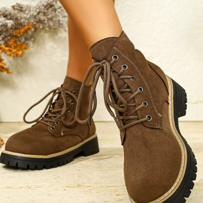 Round Toe Lace Up Boots - Tigbul's Variety Fashion Shop