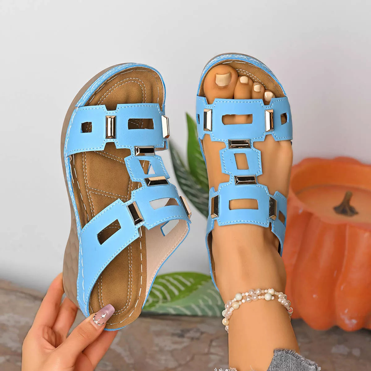 Women's Open Toe Wedge Sandals - Tigbul's Variety Fashion Shop