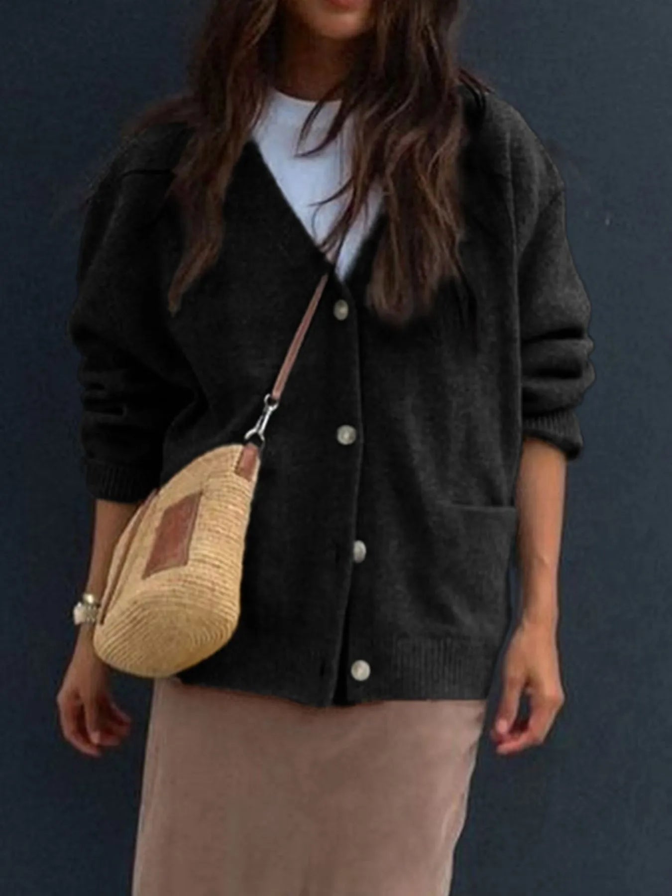 Button-Front Long Sleeve Cardigan - Tigbul's Variety Fashion Shop