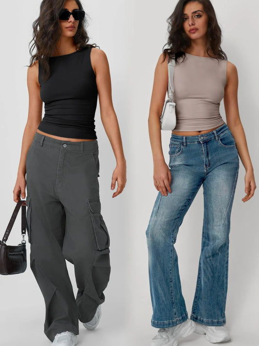 2 Piece Round Neck Tank - Tigbul's Variety Fashion Shop