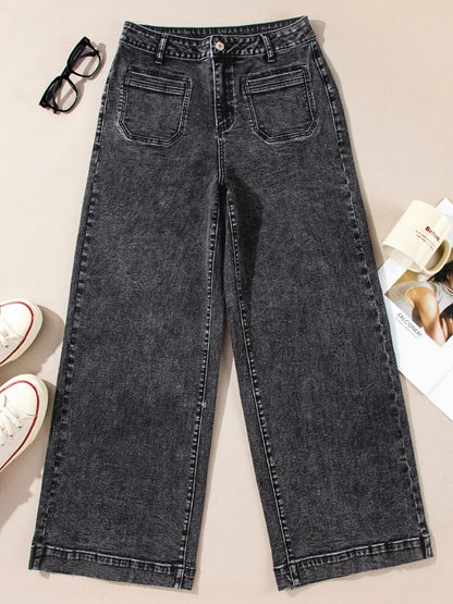 High-Waisted Wide Leg Washed Jeans - Tigbul's Variety Fashion Shop