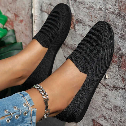 Breathable Knit Slip-On Loafers - Tigbul's Variety Fashion Shop