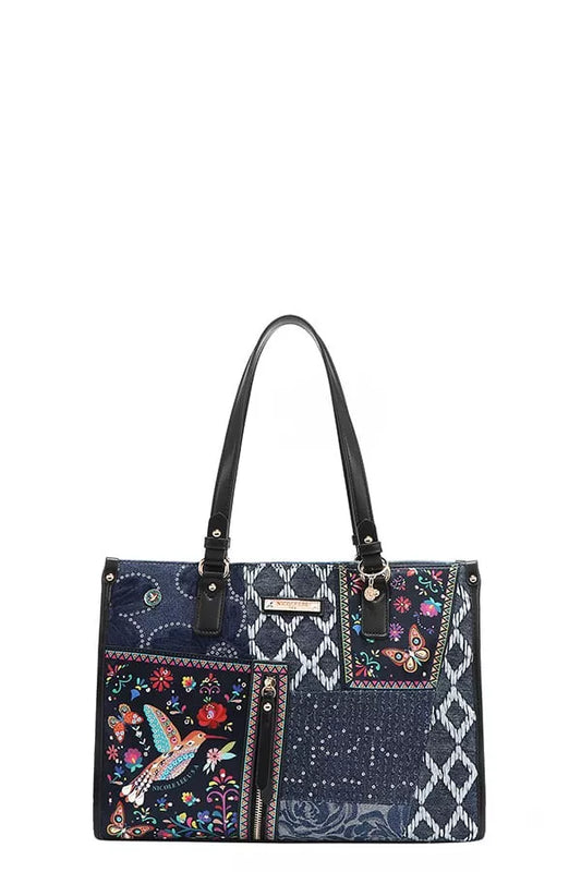 Nicole Lee USA Bosque de Amor Denim Tote Bag - Tigbul's Variety Fashion Shop