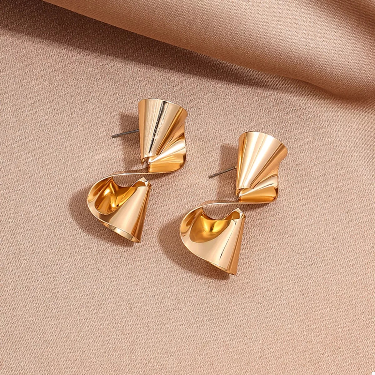 18K Gold-Plated Twist Earrings - Tigbul's Variety Fashion Shop