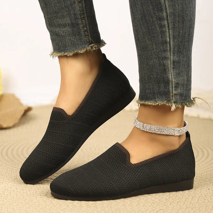 Breathable Knit Slip-On Loafers - Tigbul's Variety Fashion Shop