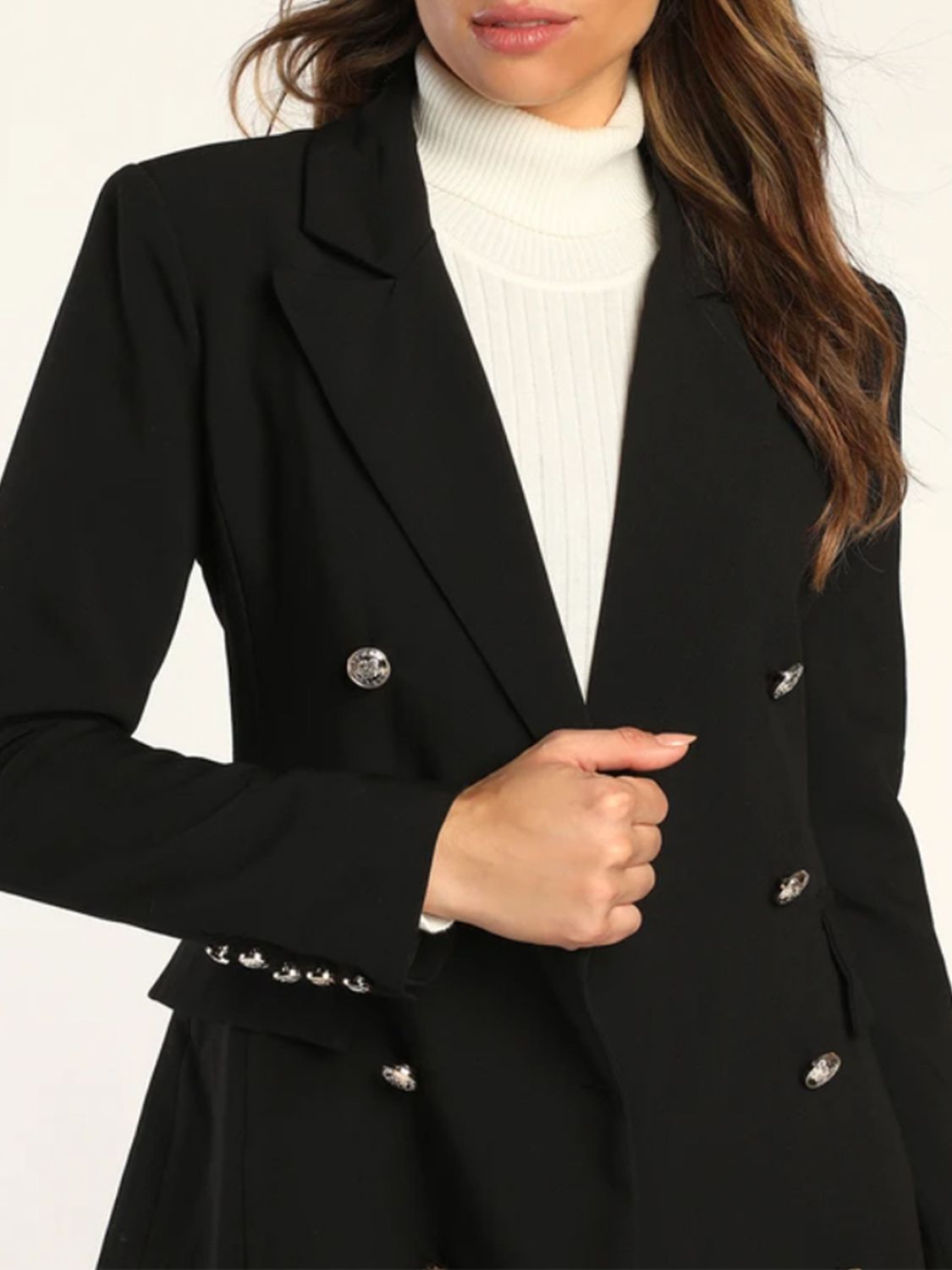 Lapel Collar Long Sleeve Blazer - Tigbul's Variety Fashion Shop