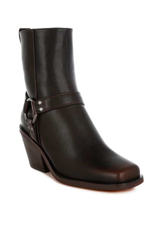 Baccata Elevated Harness Detail Ankle Boots - Tigbul's Variety Fashion Shop