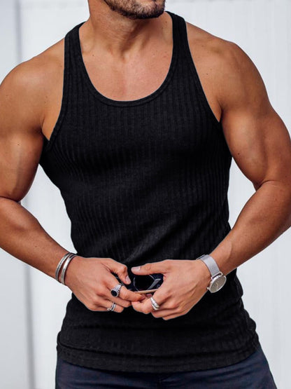 Men's Plus Size Round Neck Wide Strap Tank - Tigbul's Variety Fashion Shop