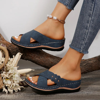 Crisscross Open Toe Wedge Sandals - Tigbul's Variety Fashion Shop