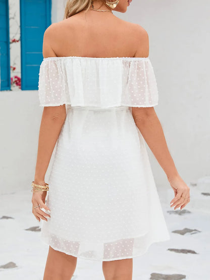 Off Should Short Sleeve Mini Dress - Tigbul's Variety Fashion Shop