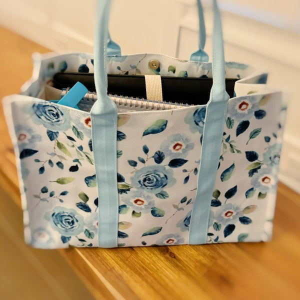 Bloom Blue Floral Couture Tote - Tigbul's Variety Fashion Shop